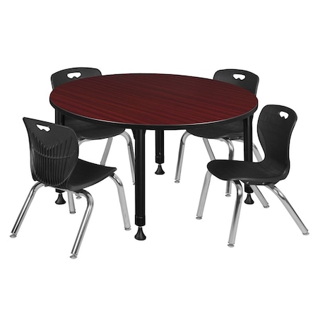 Regency Tables > Height Adjustable > Round Table & Chair Sets, 48 W, 48 L, 23-34 H, Mahogany TB48RNDMHAPBK45BK